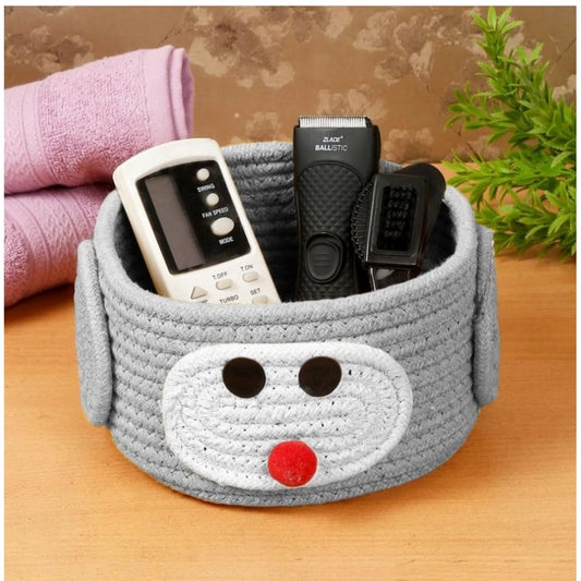 Cotton Pan Holder Pack of 1 Storage Basket For Clothes (Grey)