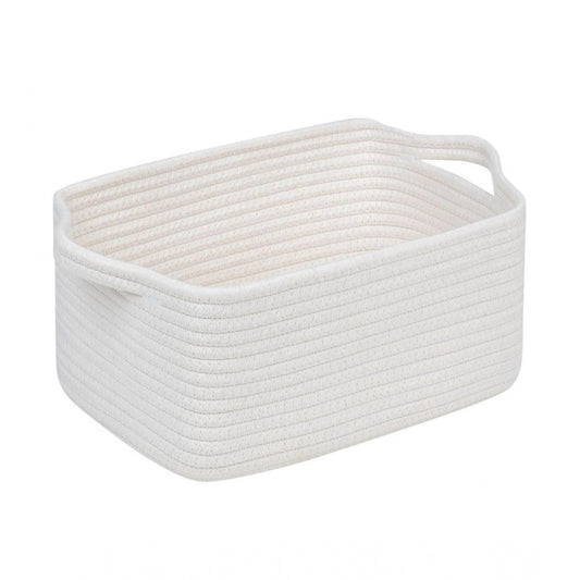 Cotton Basket Pack of 1 Storage Basket For Clothes (White)
