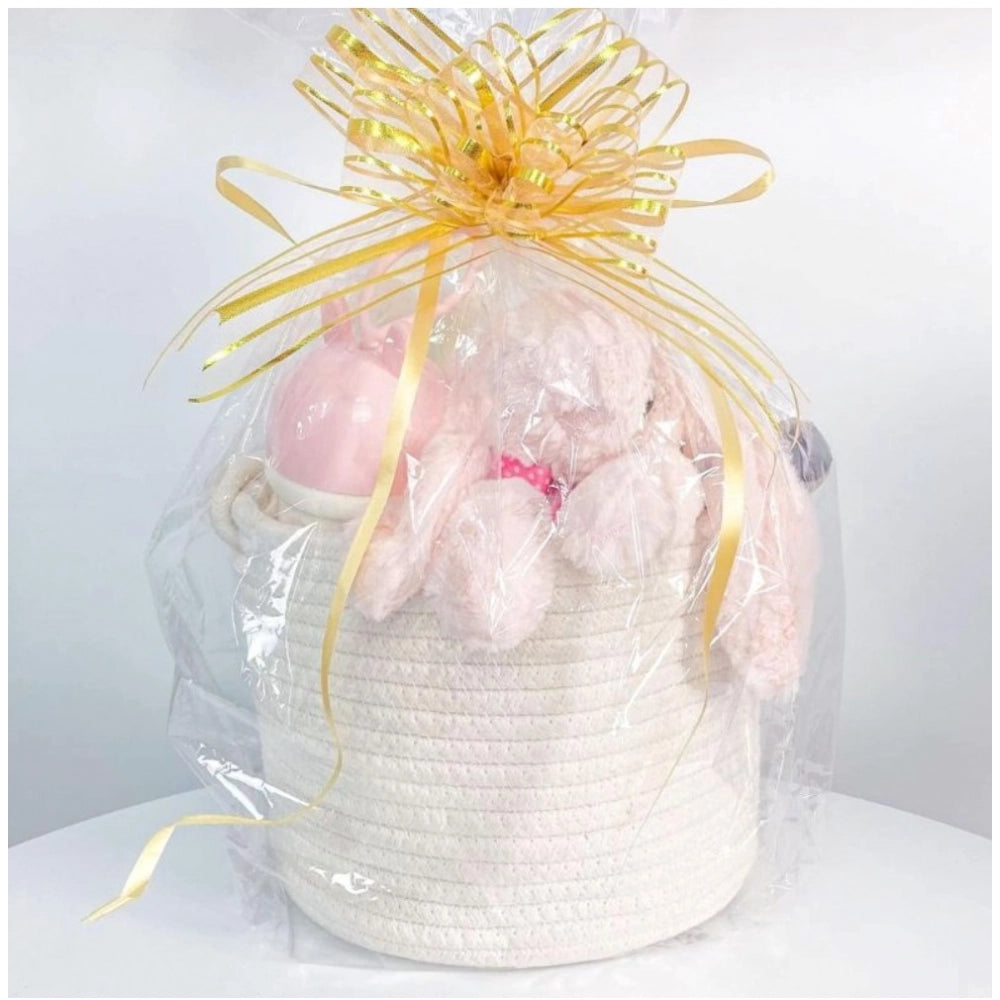 Cotton White Inch Pack of 1 Storage Basket For Clothes (White)