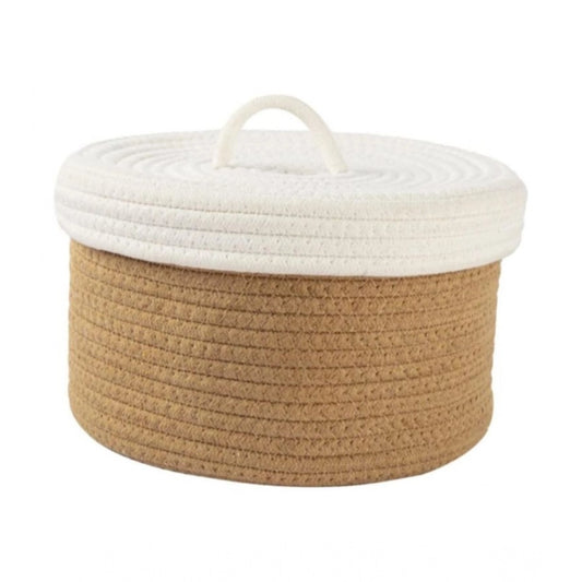 Cotton Box White Lid Inch Pack of 1 Storage Basket For Clothes (Brown)
