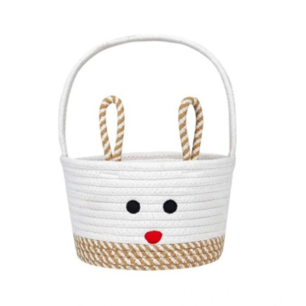 Cotton Toy Bucket Pack of 1 Storage Basket For Clothes (Beige)