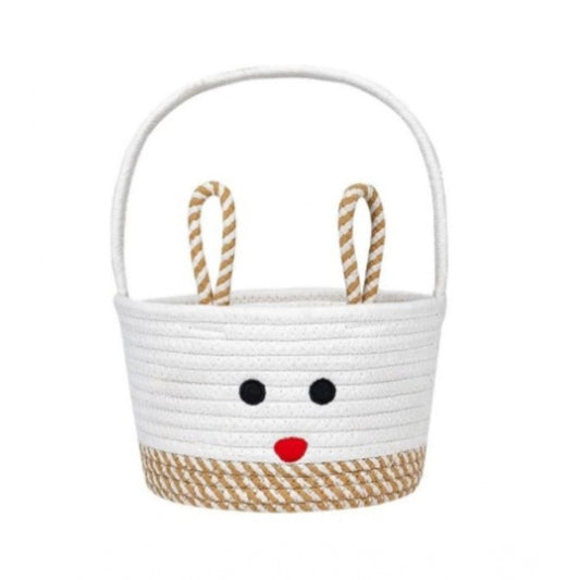 Cotton Toy Bucket Pack of 1 Storage Basket For Clothes (Beige)