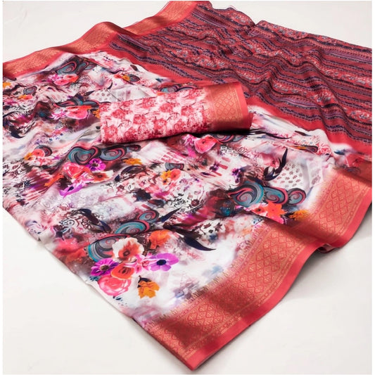 Women's Cotton Silk Printed Saree With Unstitched Blouse 5.5Mtr (Multicolor)