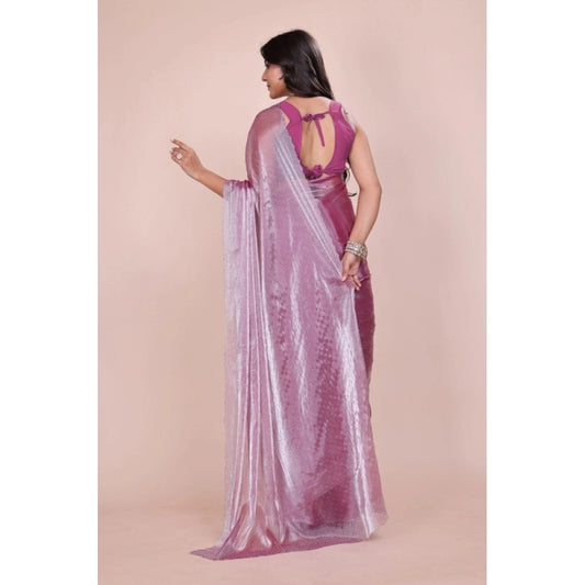 Women's Jimmy choo Embellished Bollywood Saree With Unstitched Blouse 5.5Mtr (Magenta)