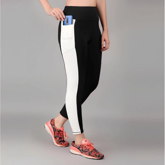 Generic Women's Polyester Solid Ankle length High Waisted Tights (Black)