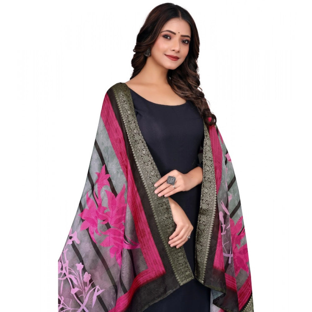 Generic Women's chanderi silk  Printed Dupatta (Black, Length: 2 Mtr)