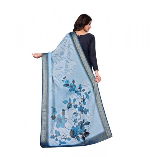 Generic Women's chanderi silk  Printed Dupatta (Blue, Length: 2 Mtr)