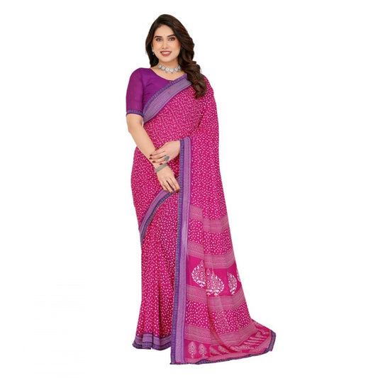 Women's Georgette Printed Saree With Unstitched Blouse 5.5Mtr (Red)