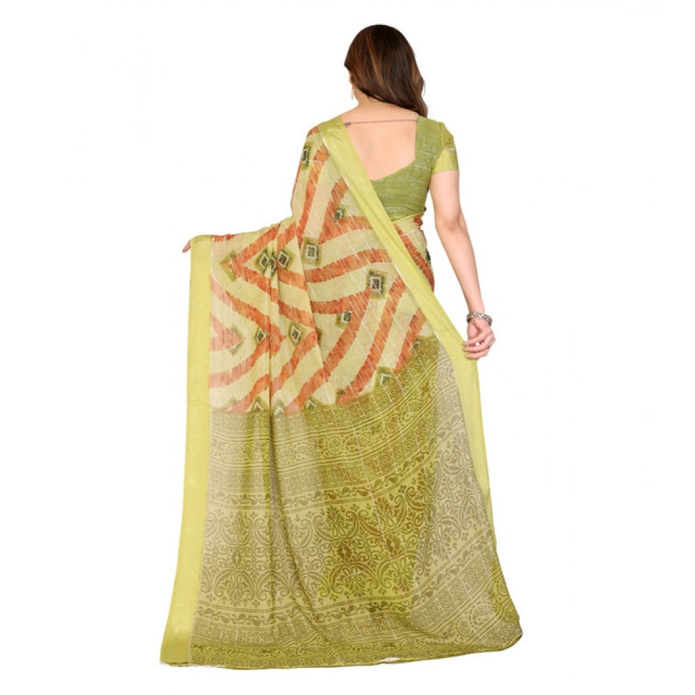 Women's Georgette Printed Saree With Unstitched Blouse 5.5Mtr (Multicolor)