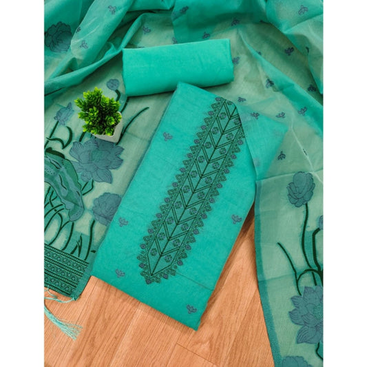 Generic Women's Banarasi Silk Printed Unstitched Salwar Suit Material With Dupatta (sea Green, 3Mtrs)