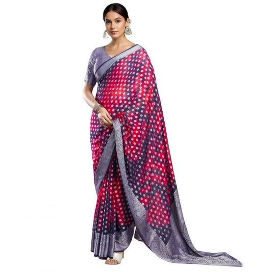 Women's Georgette Weaving Saree With Unstitched Blouse 5.5Mtr (Pink)