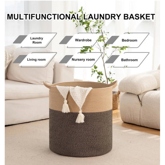 Cotton 12x14 Inch -Storage Basket For Clothes (Dark Brown)