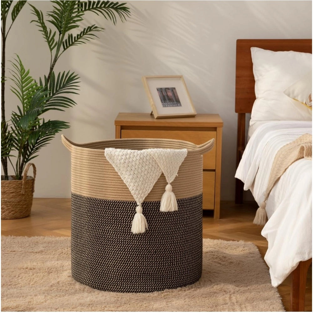 Cotton 12x14 Inch -Storage Basket For Clothes (Dark Brown)