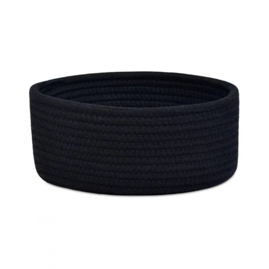 Cotton 8x3 Inch Round 1 Pcs Bedside Organizer (Black)