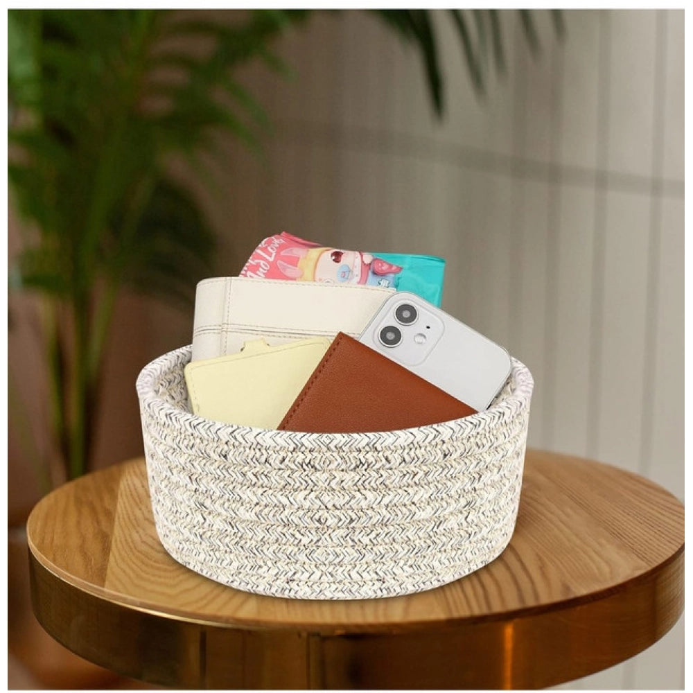 Cotton 8x3 Inch Kidi Round 1 Pcs Bedside Organizer (Brown)