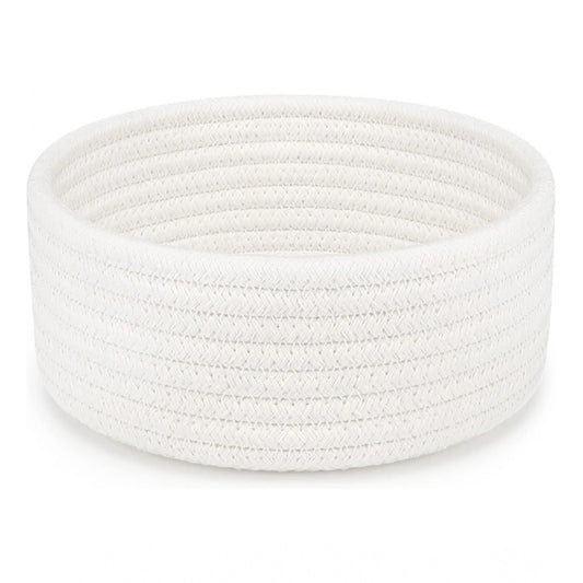 Cotton 8x3 Inch Round 1 Pcs Bedside Organizer (White)