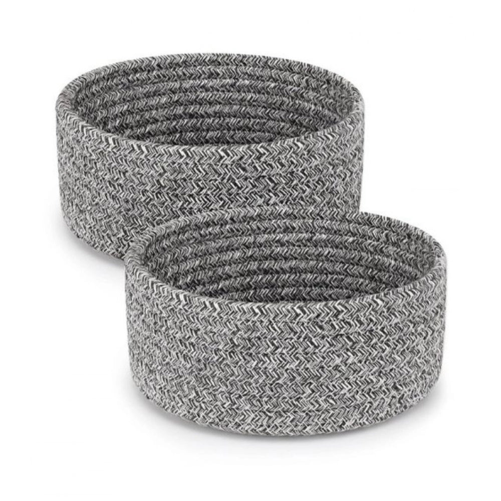 Cotton 8x3 Inch Kidi Round 2 Set Bedside Organizer (Black)