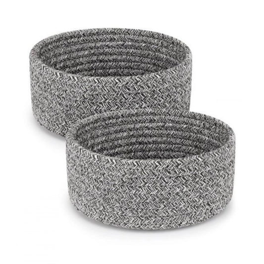 Cotton 8x3 Inch Kidi Round 2 Set Bedside Organizer (Black)