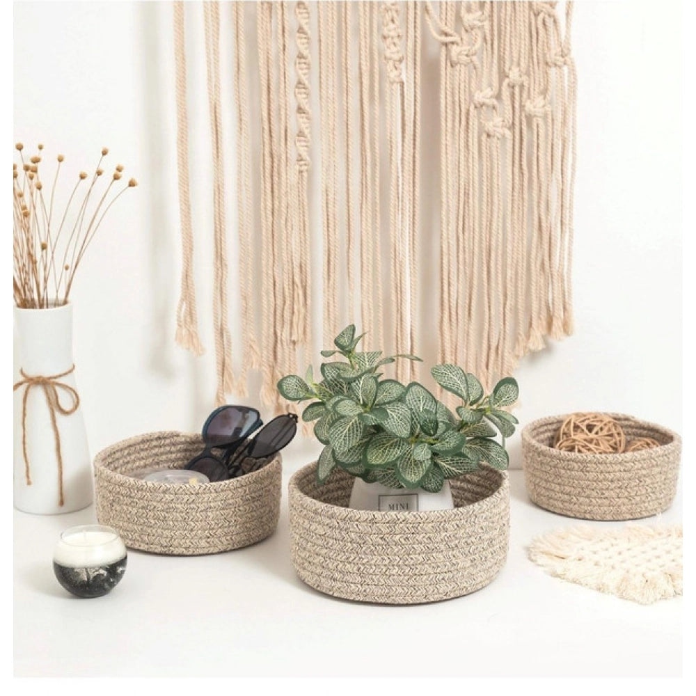 Cotton 8x3 Inch Kidi Round 3 Set Bedside Organizer (Kidi)