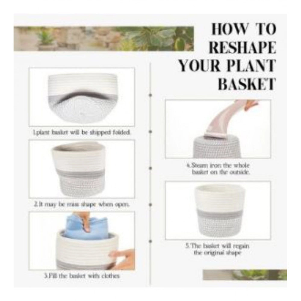 Cotton Flower Pot (Gray White)